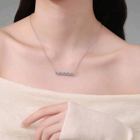 CERT Moissanite Diamond Corkscrew Necklace Birthday Anniversary Gift For Her - Picture 1 of 8